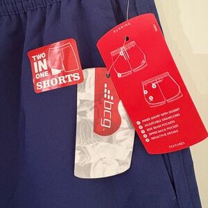 bcg Navy Blue Two-in-One Running Shorts